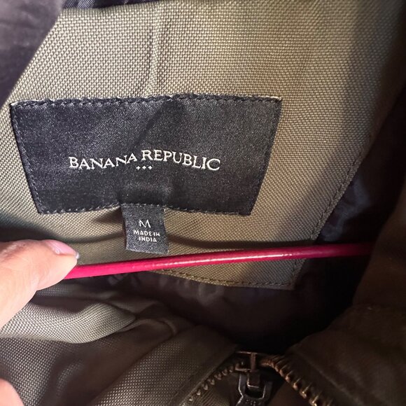 Banana Republic Mens Parka Jacket Olive Green Hooded Size M - Picture 6 of 15